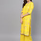 Ahalyaa Women Yellow & Pink Printed Kurta with Palazzos & Dupatta | Swadesiicart