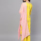 Ahalyaa Women Yellow & Pink Printed Kurta with Palazzos & Dupatta | Swadesiicart
