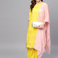 Ahalyaa Women Yellow & Pink Printed Kurta with Palazzos & Dupatta | Swadesiicart
