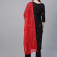 Ahalyaa Black & Pink Bandhani Khari Printed Kurta with Trousers & Dupatta | Swadesiicart