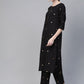 Ahalyaa Black & Pink Bandhani Khari Printed Kurta with Trousers & Dupatta | Swadesiicart