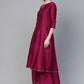 Ahalyaa Magenta & Grey Solid Anarkali Kurta with Palazzos & Floral Dupatta | Swadesiicart