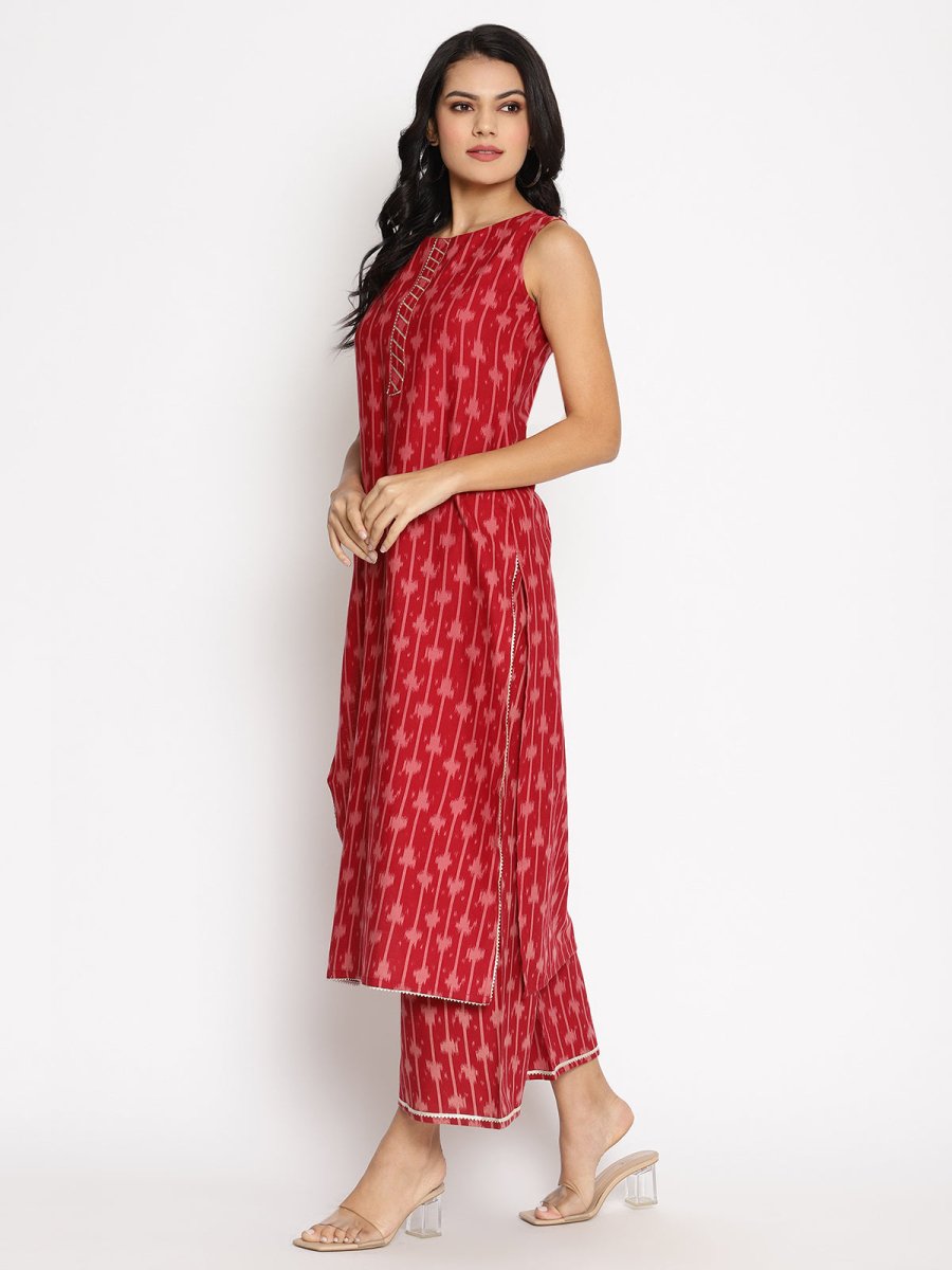 Ahalyaa Cotton Printed Kurta Plazzo With Dupatta Set | Swadesiicart
