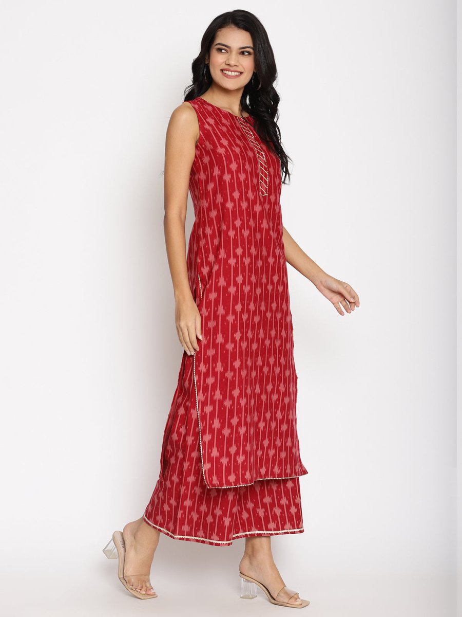 Ahalyaa Cotton Printed Kurta Plazzo With Dupatta Set | Swadesiicart