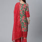 Ahalyaa Women Green Floral Printed Regular Kurta With Palazzos & Dupatta | Swadesiicart