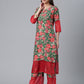 Ahalyaa Women Green Floral Printed Regular Kurta With Palazzos & Dupatta | Swadesiicart