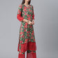 Ahalyaa Women Green Floral Printed Regular Kurta With Palazzos & Dupatta | Swadesiicart