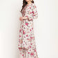 Ahalyaa Floral Printed Round Neck Floral Crepe Straight Kurta | Swadesiicart