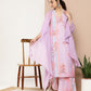 Ahalyaa Women Lavender Floral Printed Gotta Patti Kurta with Palazzos & With Dupatta | Swadesiicart