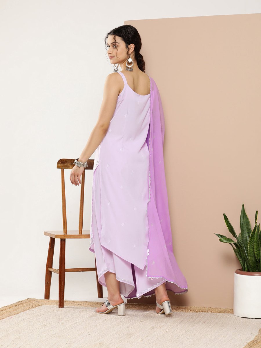 Ahalyaa Women Lavender Gotta Patti Kurta with Palazzos & With Dupatta | Swadesiicart
