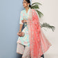 Ahalyaa Women Blue Floral Printed Gotta Patti Kurta with Palazzos & With Dupatta | Swadesiicart