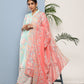 Ahalyaa Women Blue Floral Printed Gotta Patti Kurta with Palazzos & With Dupatta | Swadesiicart