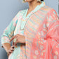 Ahalyaa Women Blue Floral Printed Gotta Patti Kurta with Palazzos & With Dupatta | Swadesiicart