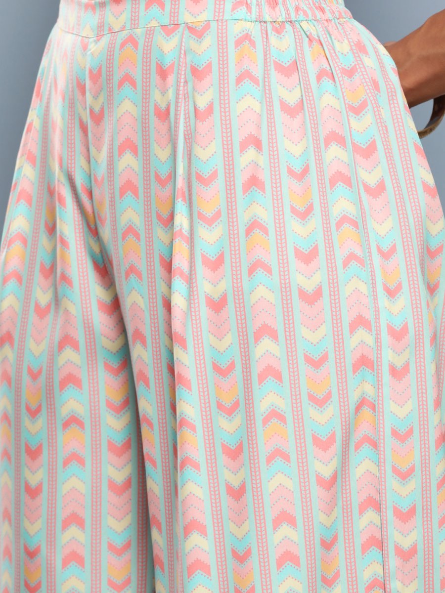 Ahalyaa Women Blue Floral Printed Gotta Patti Kurta with Palazzos & With Dupatta | Swadesiicart