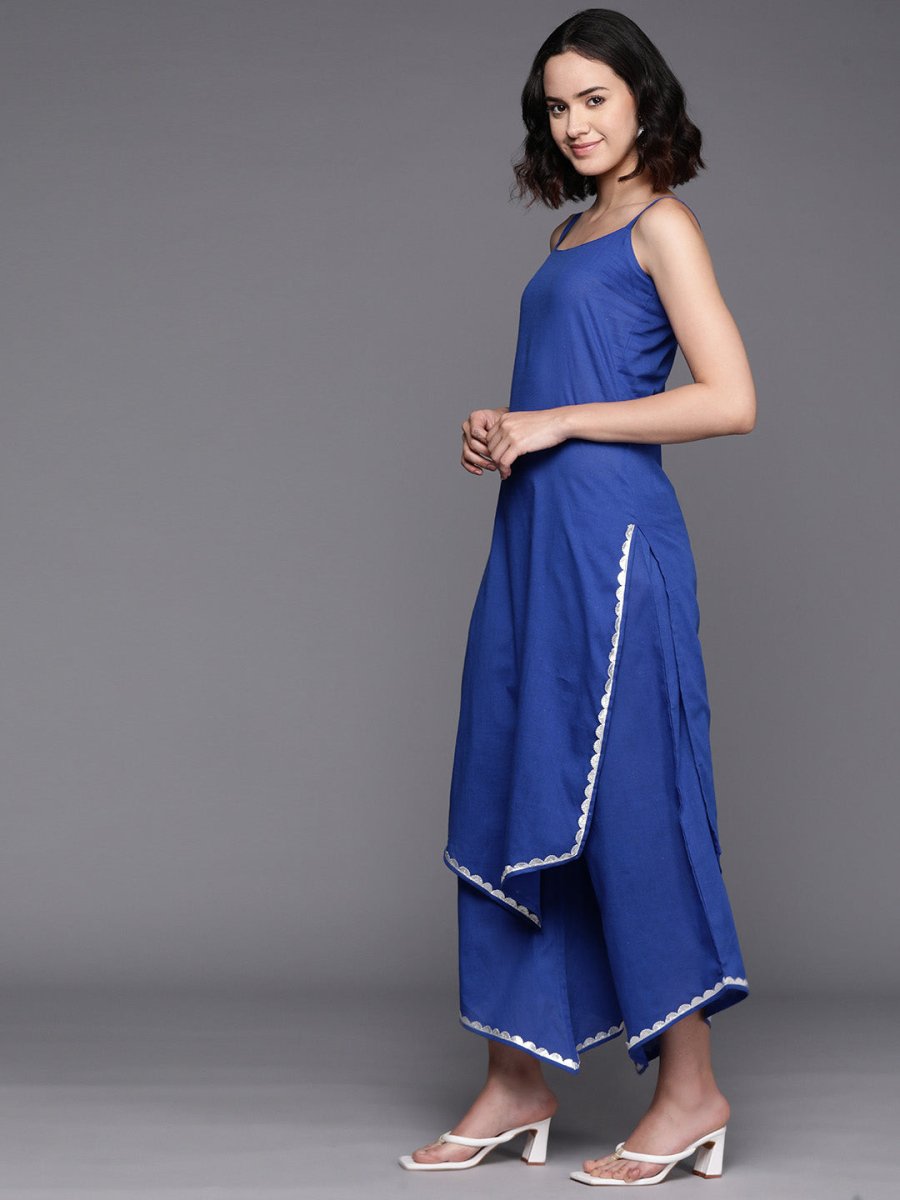 Ahalyaa Regular Pure Cotton Kurta With Palazzos & Dupatta | Swadesiicart