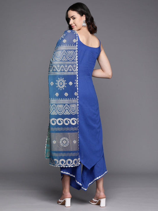 Ahalyaa Regular Pure Cotton Kurta With Palazzos & Dupatta | Swadesiicart