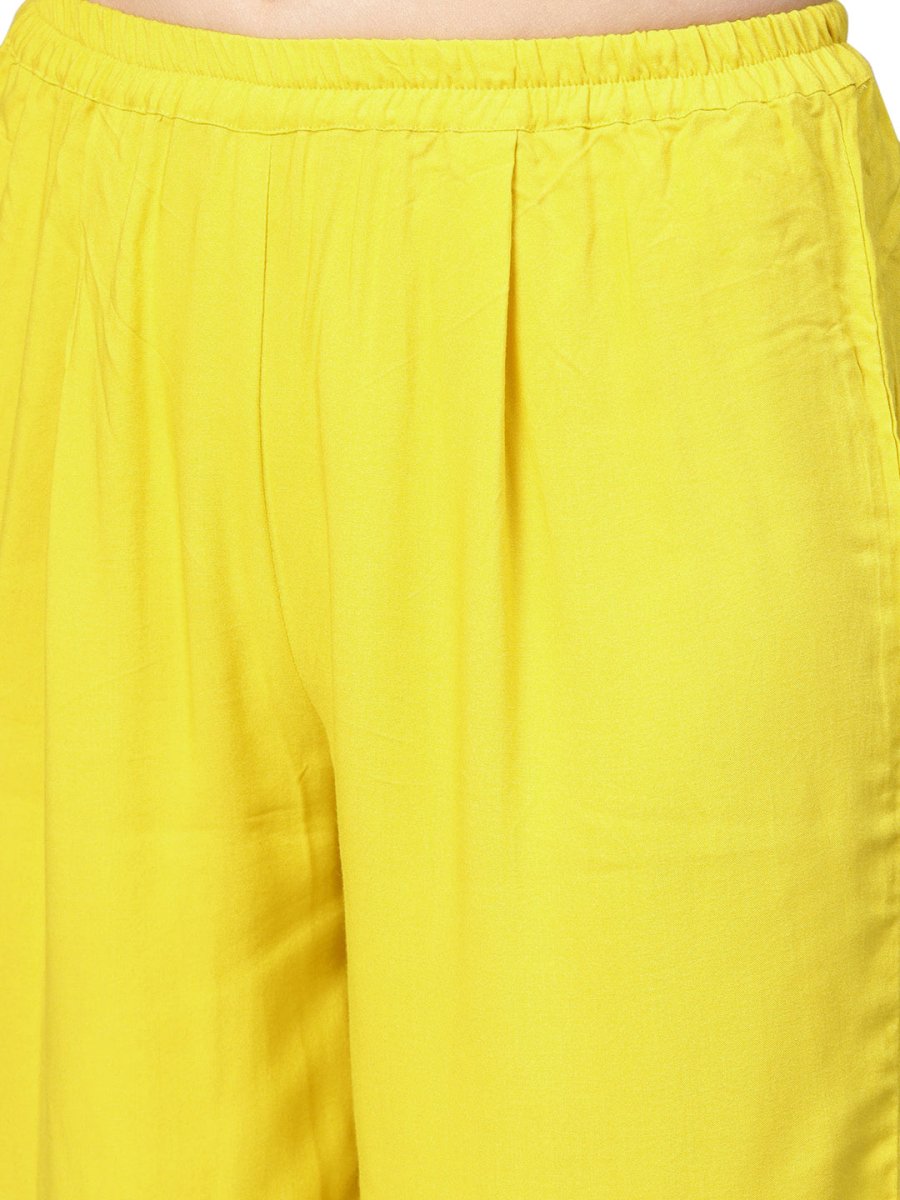 Ahalyaa Yellow Viscose Rayon Straight Kurta Set | Swadesiicart