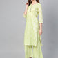 Ahalyaa Women Green & White Printed Kurta with Palazzos & Dupatta | Swadesiicart