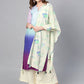 Ahalyaa Women Blue & Off-White Dyed Kurta with Palazzos & Dupatta | Swadesiicart