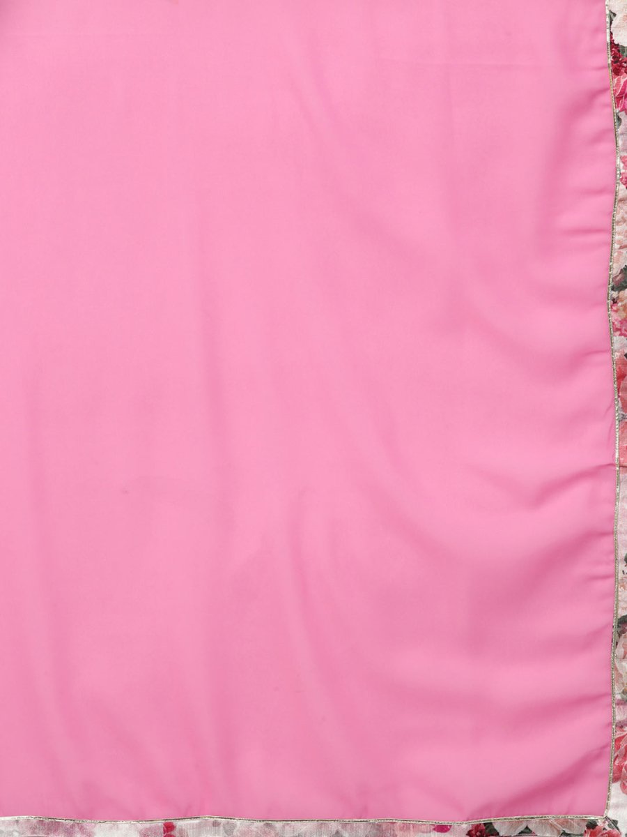Ahalyaa Women Off-White & Pink Printed Kurta with Palazzos & Dupatta | Swadesiicart