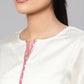 Ahalyaa Women Off-White & Pink Printed Kurta with Palazzos & Dupatta | Swadesiicart