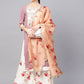 Ahalyaa Women Mauve & Cream-Coloured Printed Kurta with Palazzos & Dupatta | Swadesiicart