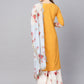 Ahalyaa Mustard Yellow & Cream-Coloured Printed Kurta with Palazzos & Dupatta | Swadesiicart