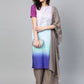 Ahalyaa Women Blue & Charcoal Grey Printed Kurta with Palazzos & Dupatta | Swadesiicart