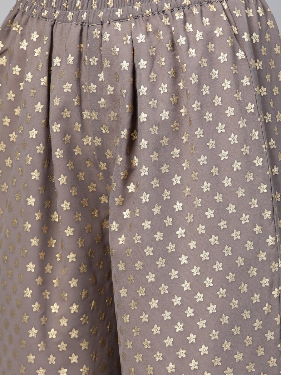 Ahalyaa Women Blue & Charcoal Grey Printed Kurta with Palazzos & Dupatta | Swadesiicart
