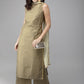 Ahalyaa Women Gold Beige Kurta Set | Swadesiicart