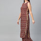 Ahalyaa Women Maroon & Off-White Printed Kurta with Palazzos & Dupatta | Swadesiicart