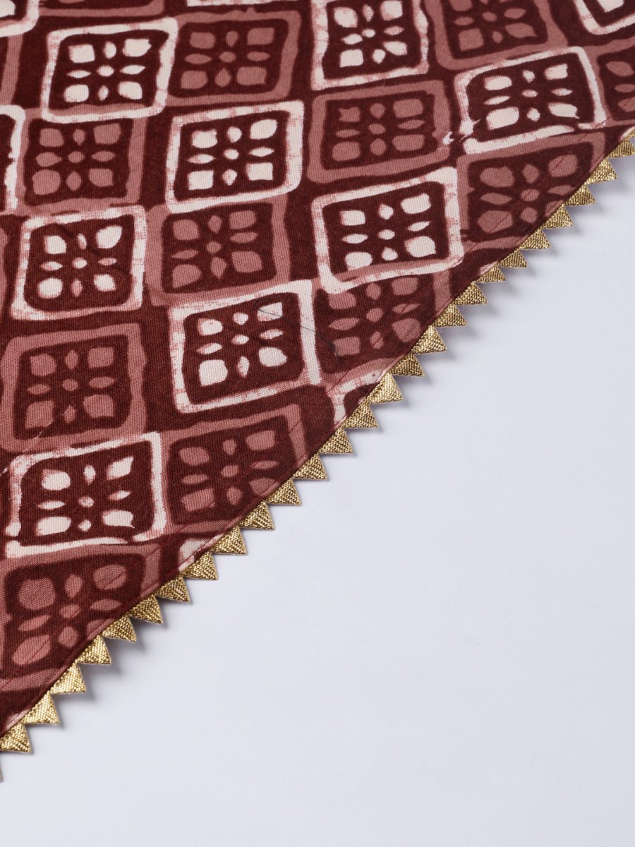 Ahalyaa Women Maroon & Off-White Printed Kurta with Palazzos & Dupatta | Swadesiicart