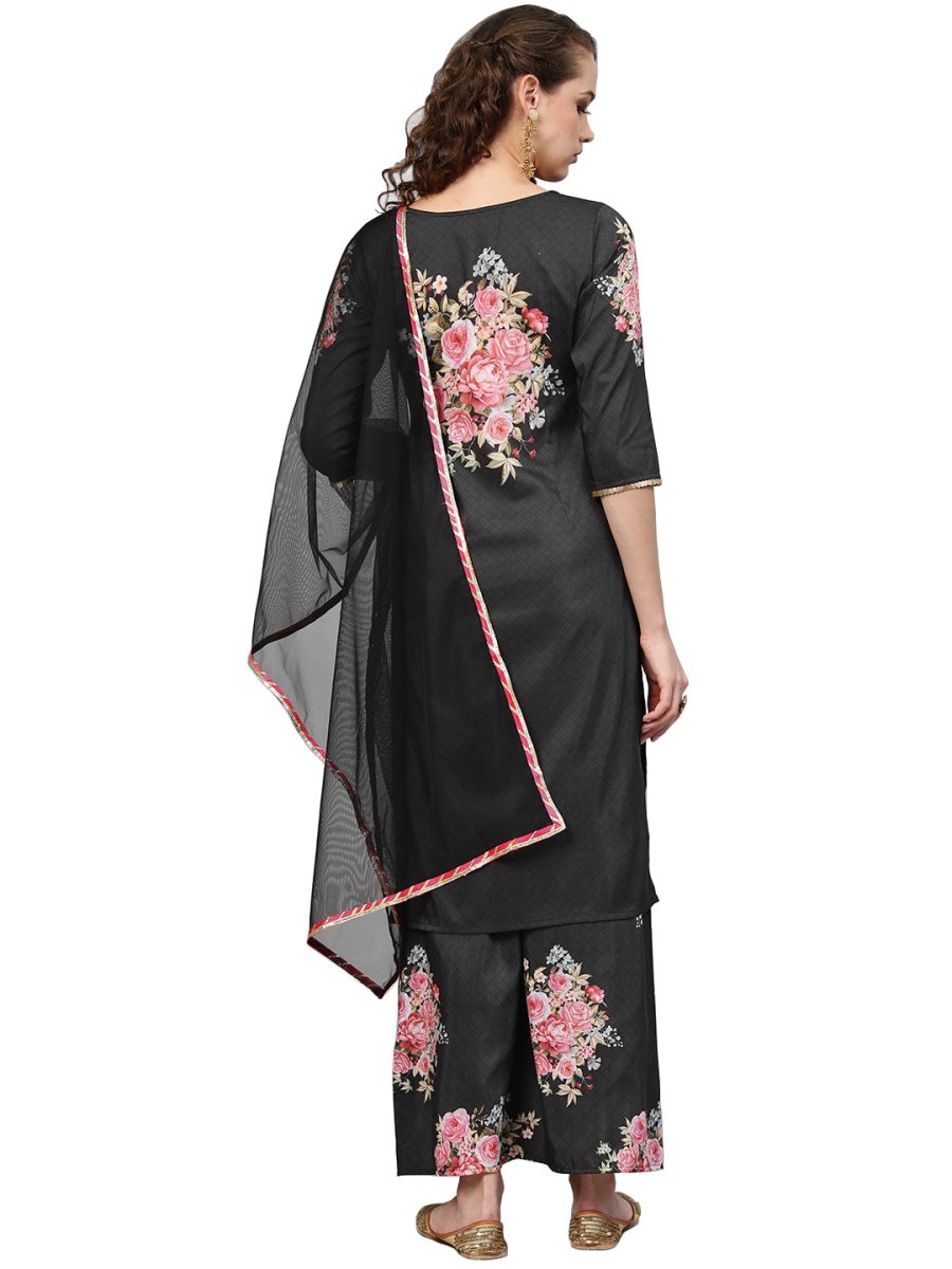 Ahalyaa Beautiful Black Printed Kurta Set For Women's | Swadesiicart