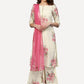 Ahalyaa Women Cream-Coloured & Pink Printed Kurta with Palazzos & Dupatta | Swadesiicart