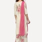 Ahalyaa Women Cream-Coloured & Pink Printed Kurta with Palazzos & Dupatta | Swadesiicart