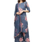 Ahalyaa Women Blue & Pink Printed Kurta with Palazzos & Dupatta | Swadesiicart