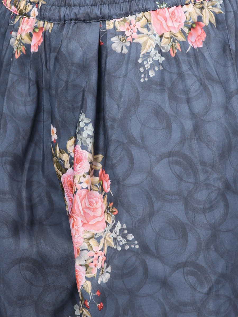 Ahalyaa Women Blue & Pink Printed Kurta with Palazzos & Dupatta | Swadesiicart