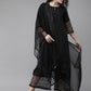 Ahalyaa Women Black Embellished Kurta with Palazzos & Dupatta | Swadesiicart