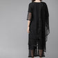 Ahalyaa Women Black Embellished Kurta with Palazzos & Dupatta | Swadesiicart