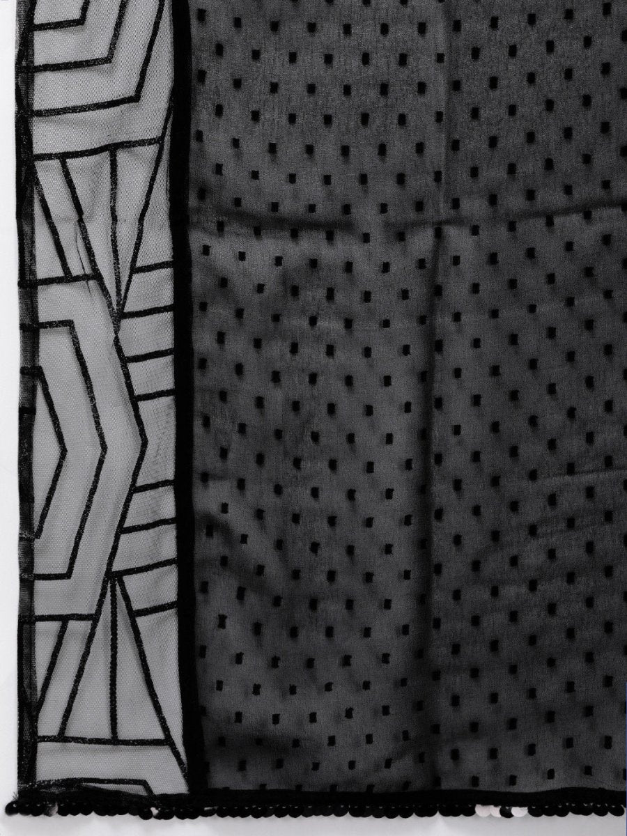Ahalyaa Women Black Embellished Kurta with Palazzos & Dupatta | Swadesiicart