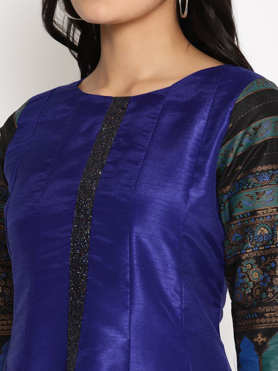 Ahalyaa Women Blue Solid Kurta With Palazzos & Dupatta | Swadesiicart