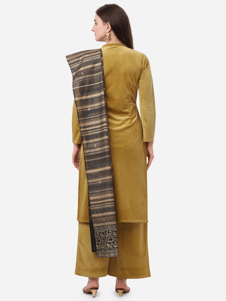 Ahalyaa Dark Mustard Solid Kurta Set With Dupatta | Swadesiicart