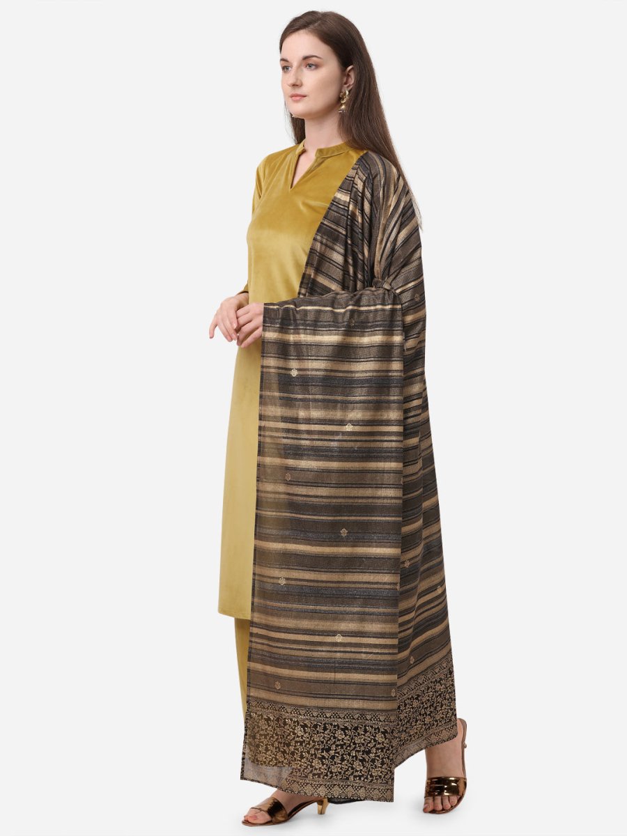 Ahalyaa Dark Mustard Solid Kurta Set With Dupatta | Swadesiicart