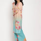 Ahalyaa Women Peach-Coloured Floral Printed Regular Sequinned Kurta With Palazzos & Dupatta | Swadesiicart