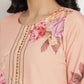 Ahalyaa Women Peach-Coloured Floral Printed Regular Sequinned Kurta With Palazzos & Dupatta | Swadesiicart