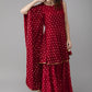 Ahalyaa Women Maroon & Gold-Toned Printed Kurti With Sharara & Dupatta | Swadesiicart