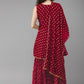 Ahalyaa Women Maroon & Gold-Toned Printed Kurti With Sharara & Dupatta | Swadesiicart