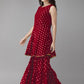 Ahalyaa Women Maroon & Gold-Toned Printed Kurti With Sharara & Dupatta | Swadesiicart