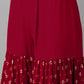 Ahalyaa Women Maroon & Gold-Toned Printed Kurti With Sharara & Dupatta | Swadesiicart