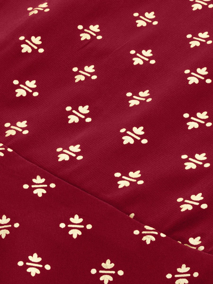Ahalyaa Women Maroon & Gold-Toned Printed Kurti With Sharara & Dupatta | Swadesiicart